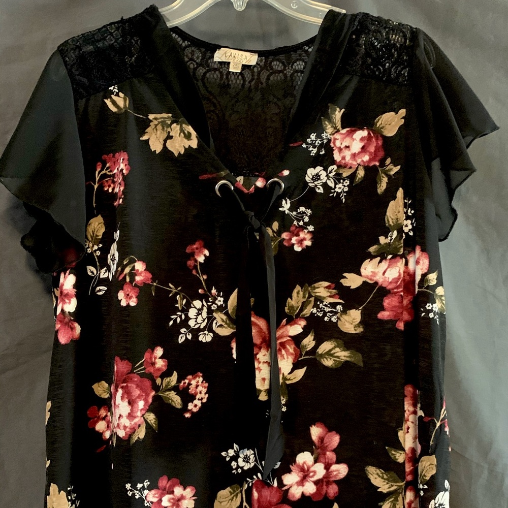 Black floral blouse